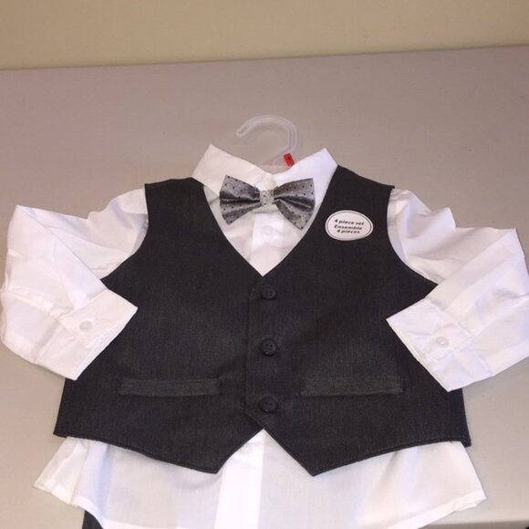 Toddler Boys 4 Piece Formal Suit Dark Grey Size 2T - Picture 13 of 14